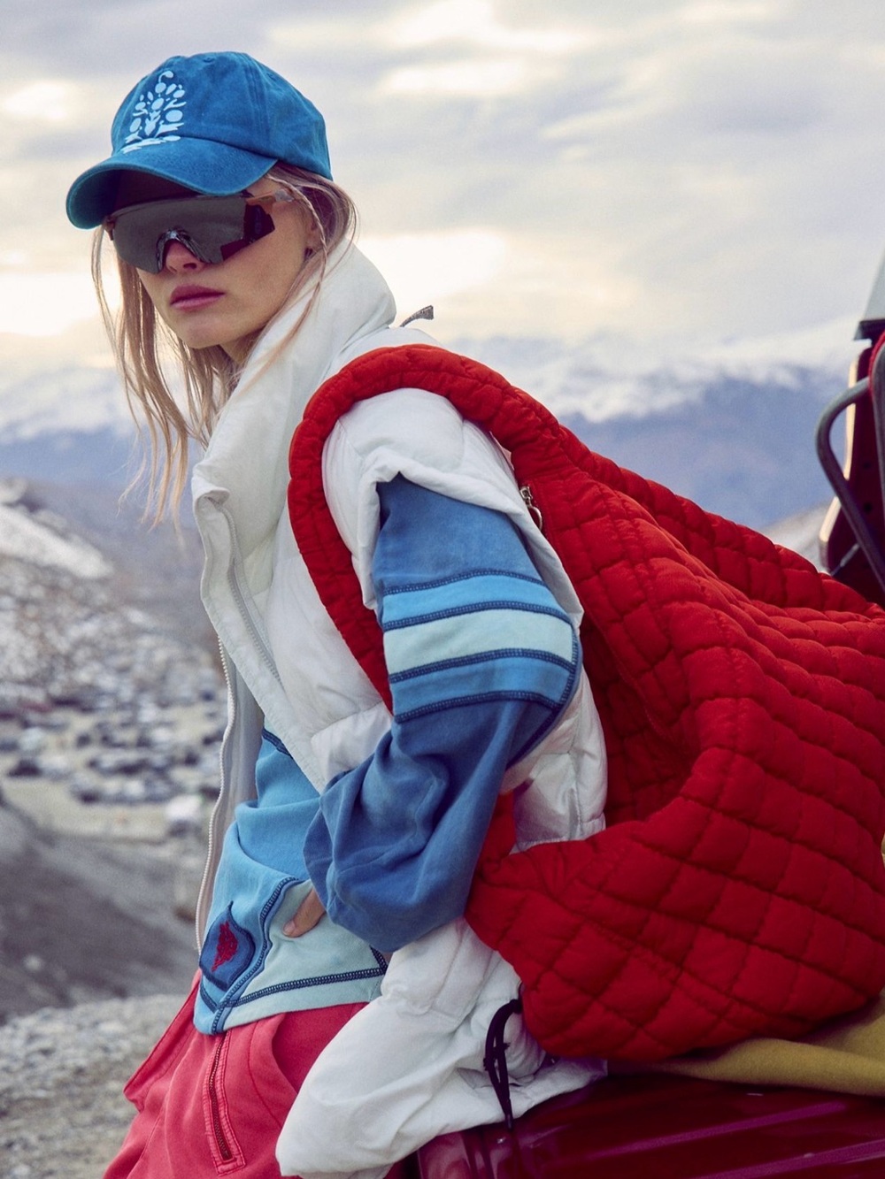 Free People Red Quilted Crossbody Bag with Strap